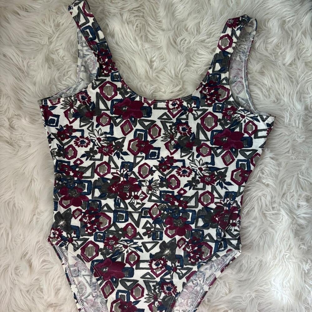 Vintage floral geometric bodysuit mint